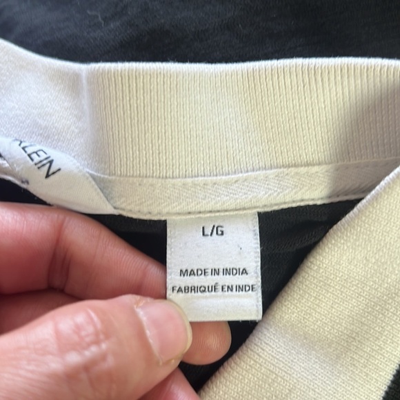 Calvin Klein Black/White Slim Fit Short Sleeve Polo Shirt Size L - Picture 9 of 13
